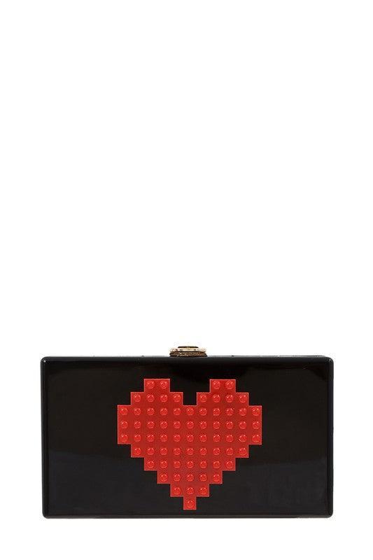 Pixelated Heart Shape Clutch Evening Bag Product Image