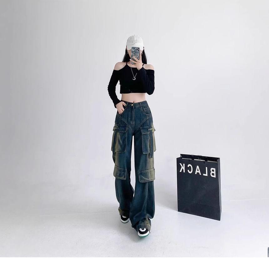 High-Waist Straight Leg Jeans Product Image