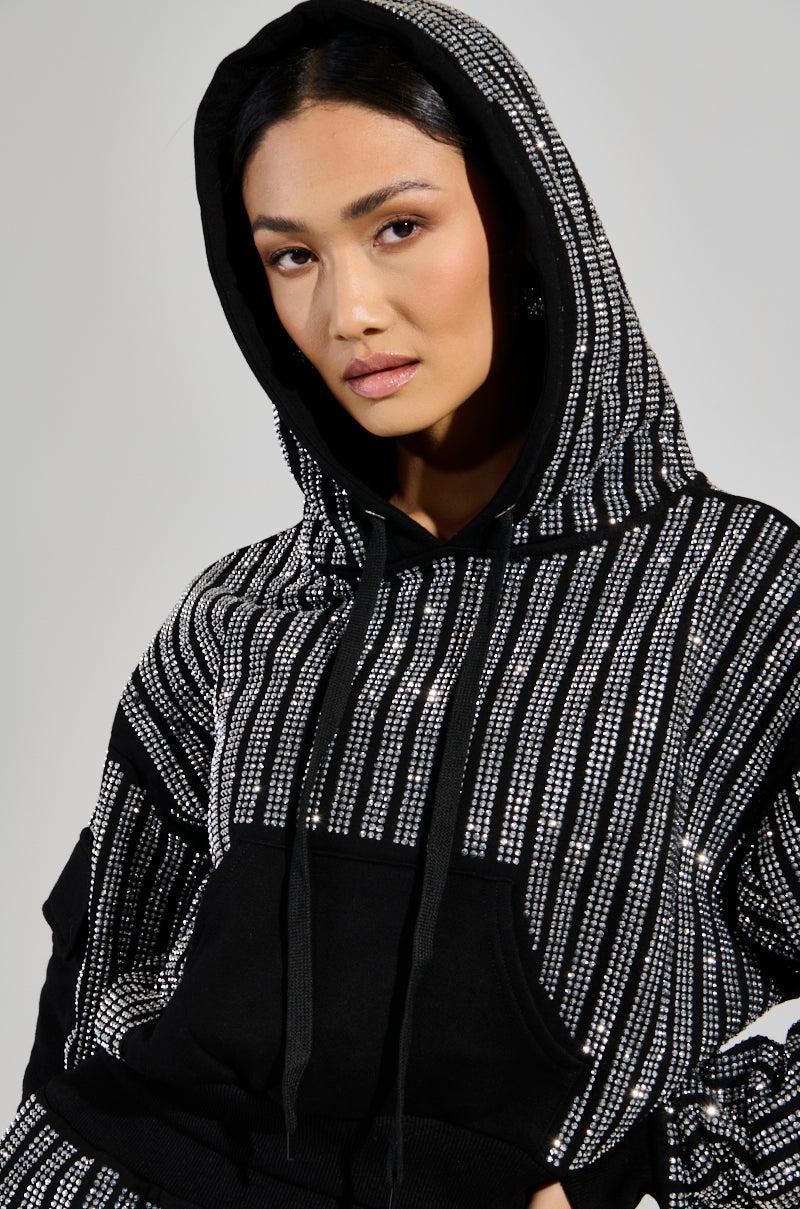 MELINA EMBELLISHED HOODED SWEATSHIRT Product Image