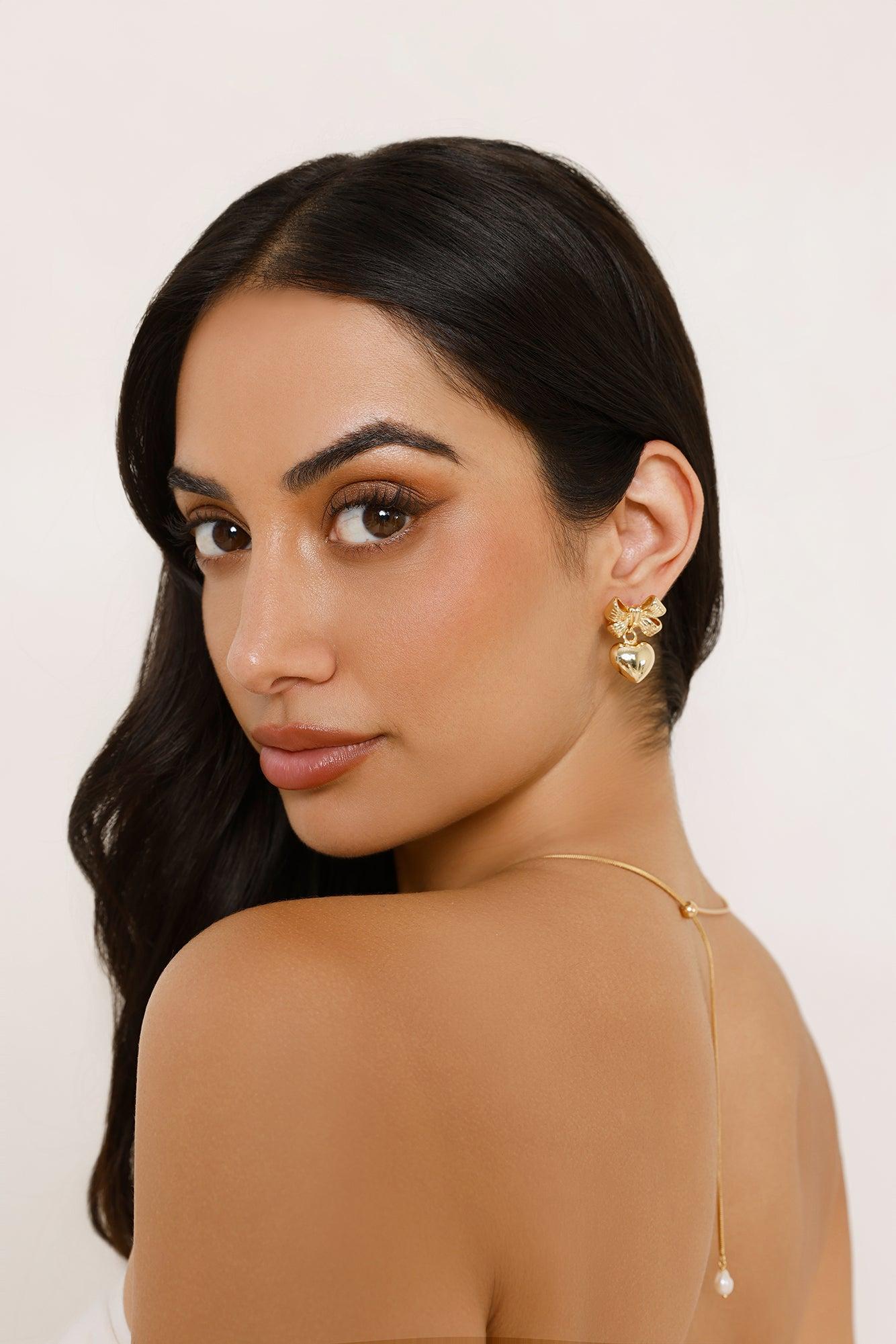 Love Bow Earrings Gold Product Image