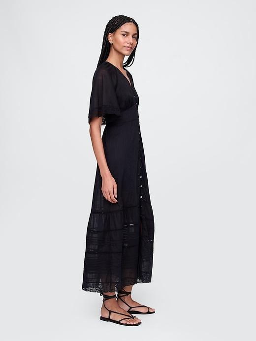 Lace-Trim Midi Dress Product Image