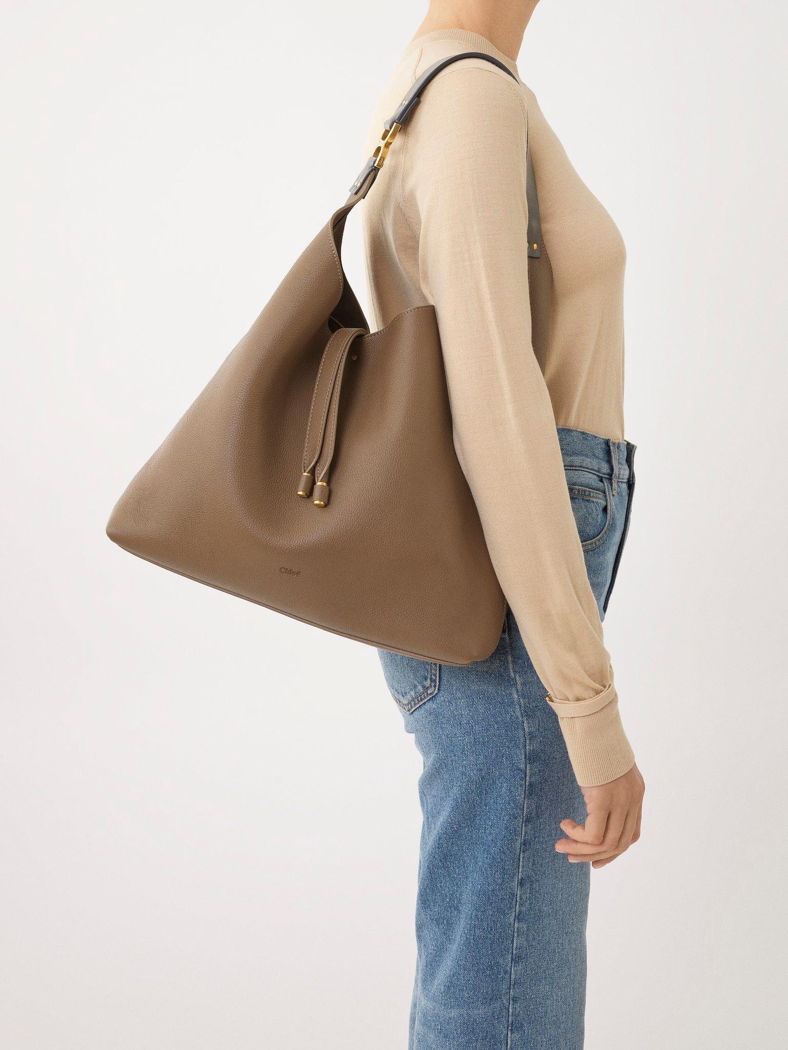 Marcie hobo bag in grained leather Product Image
