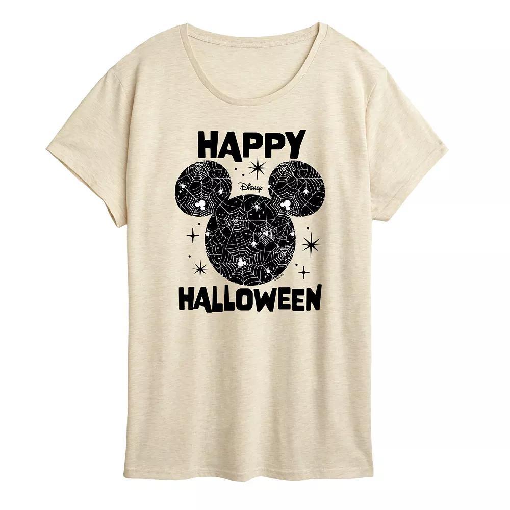 Disneys Mickey Mouse Womens Happy Halloween Spider Web Graphic Tee Product Image