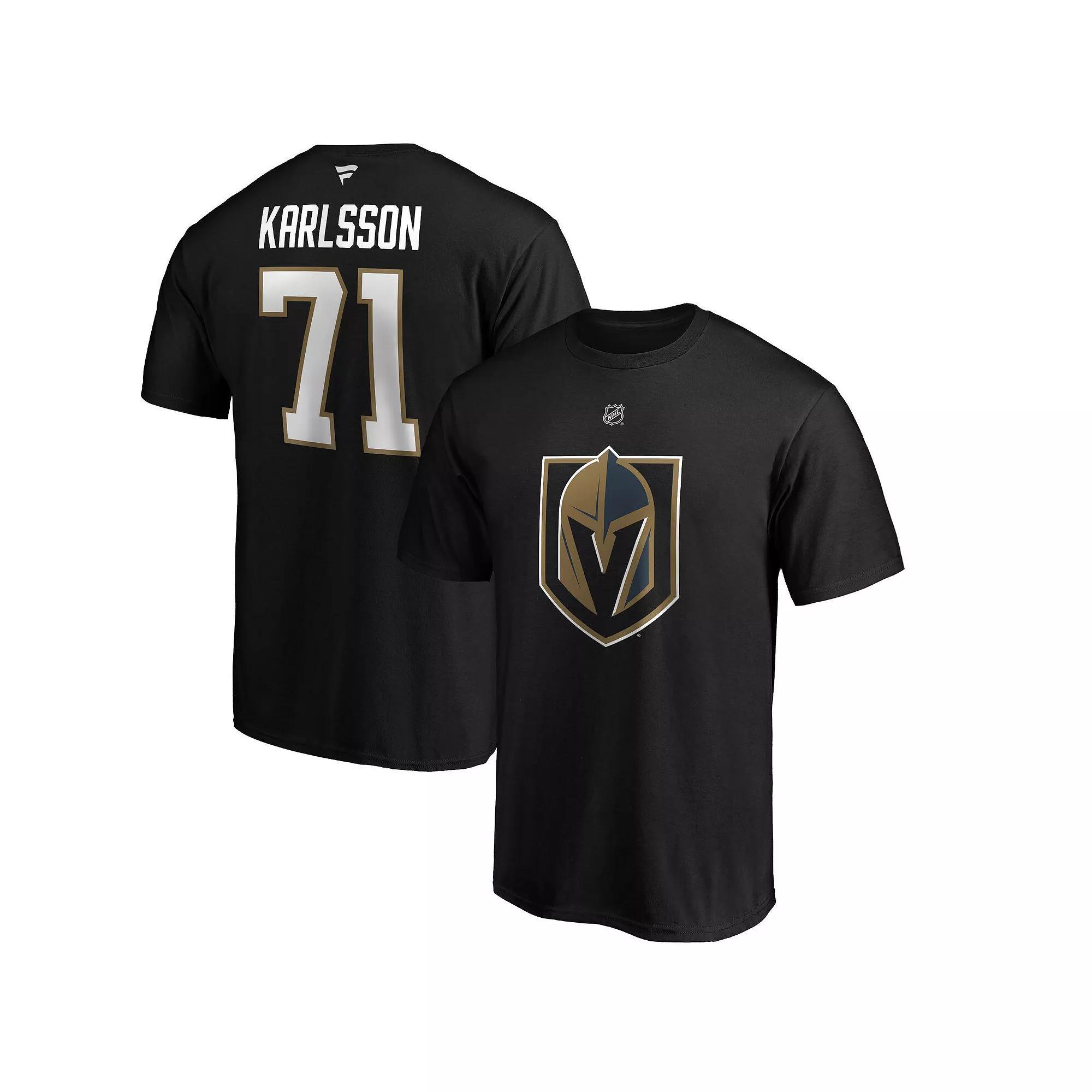 Men's Fanatics Branded William Karlsson Black Vegas Golden Knights Authentic Stack Player Name & Number T-Shirt, Size: 3XL, Lvk Black Product Image