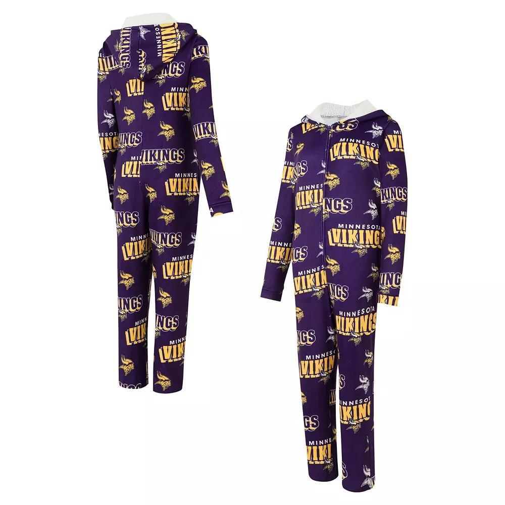Women's Concepts Sport Purple Minnesota Vikings  Roadway Allover Print Microfleece Full-Zip Union Suit, Size: XL Product Image