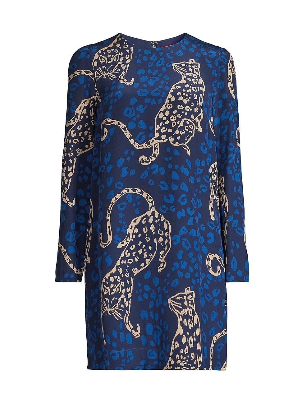 Womens Tyra Leopard Silk Minidress Product Image