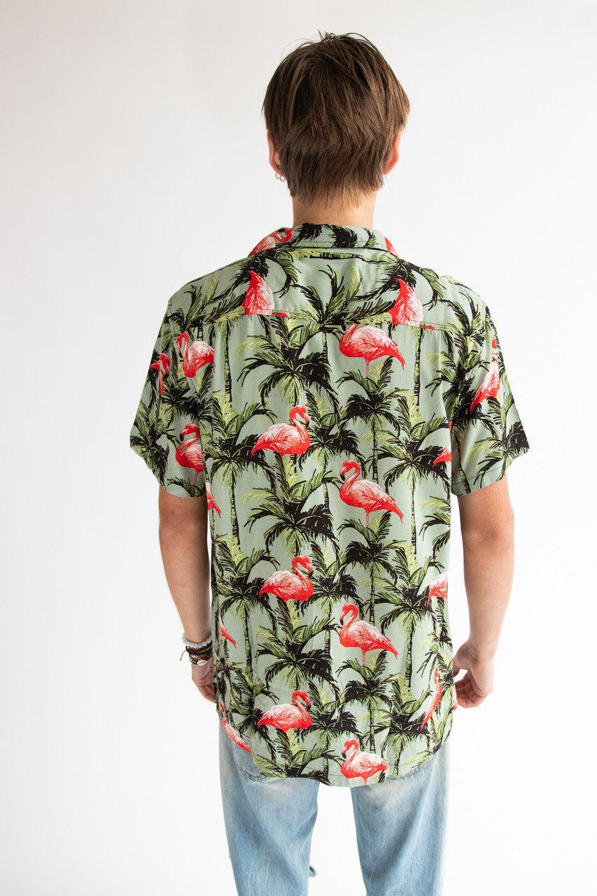 Flamingo Palms Button Up Shirt Product Image