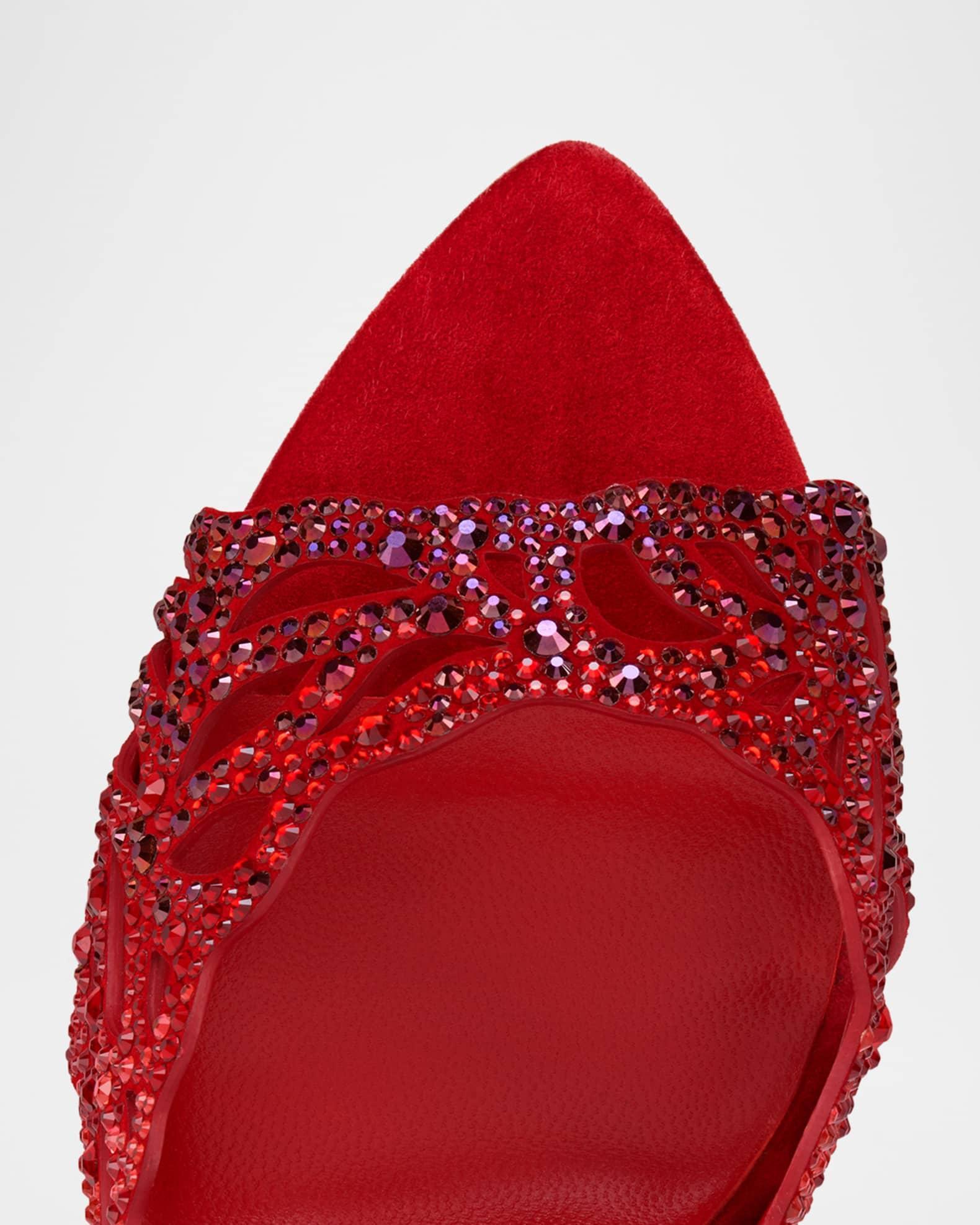 Lasera Strass Suede Red Sole Mule Pumps Product Image