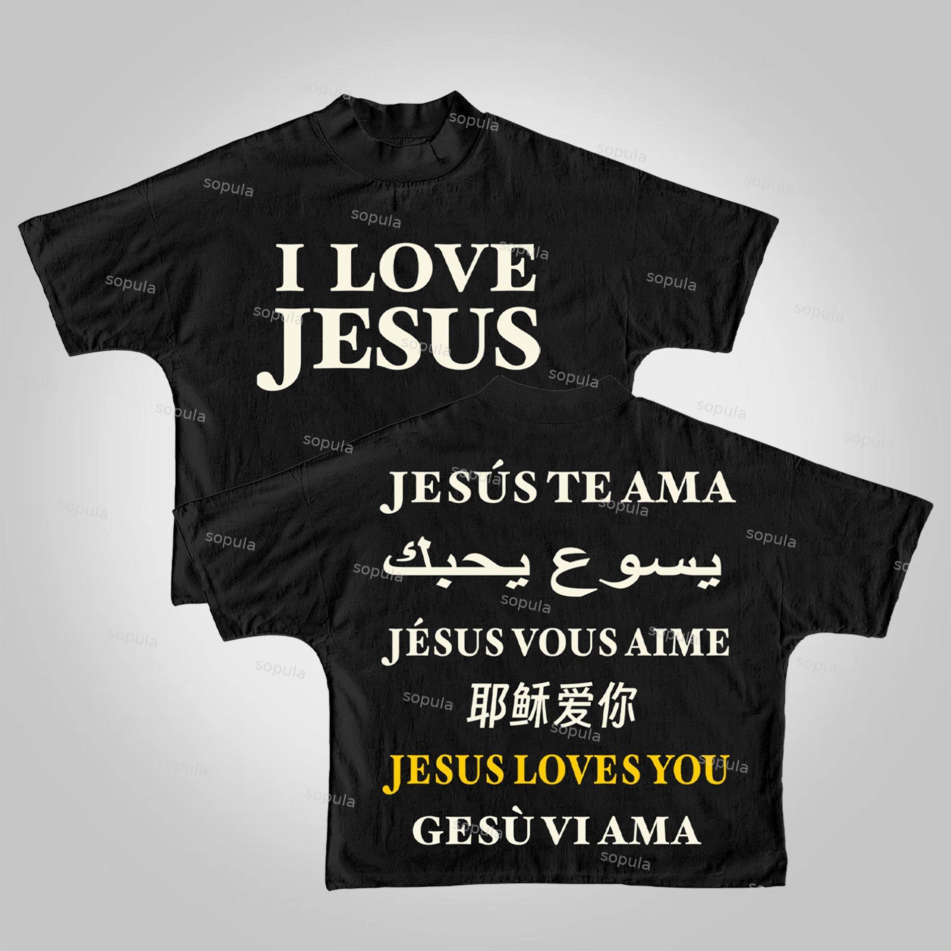 Sopula I Love Jesus. Jesus Loves The World Graphics Cropped T-shirts Product Image
