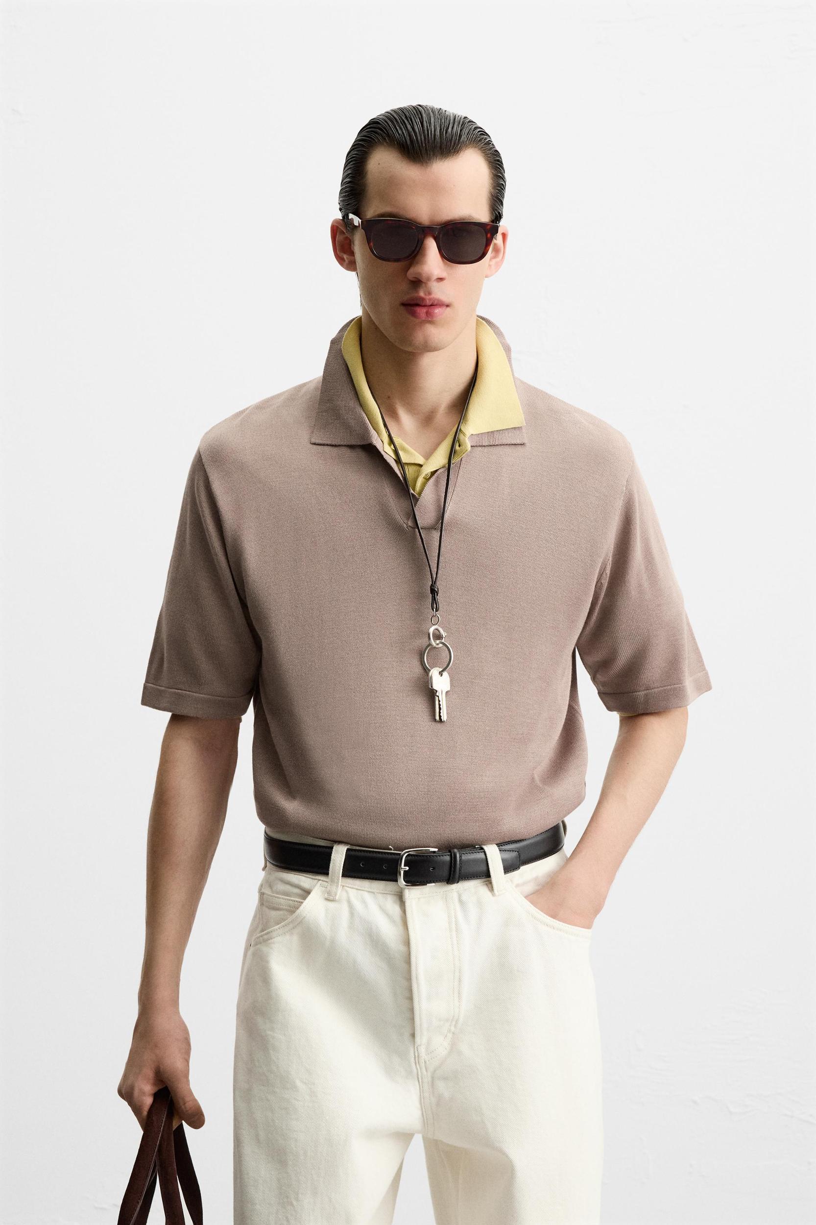 VISCOSE KNIT POLO SHIRT Product Image