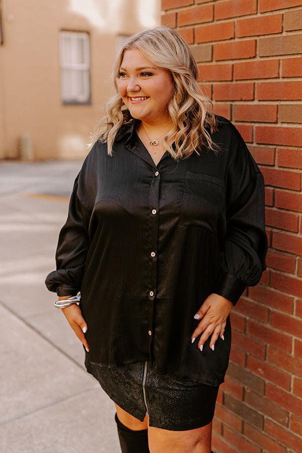 For The Record Button Up In Black Curves Product Image