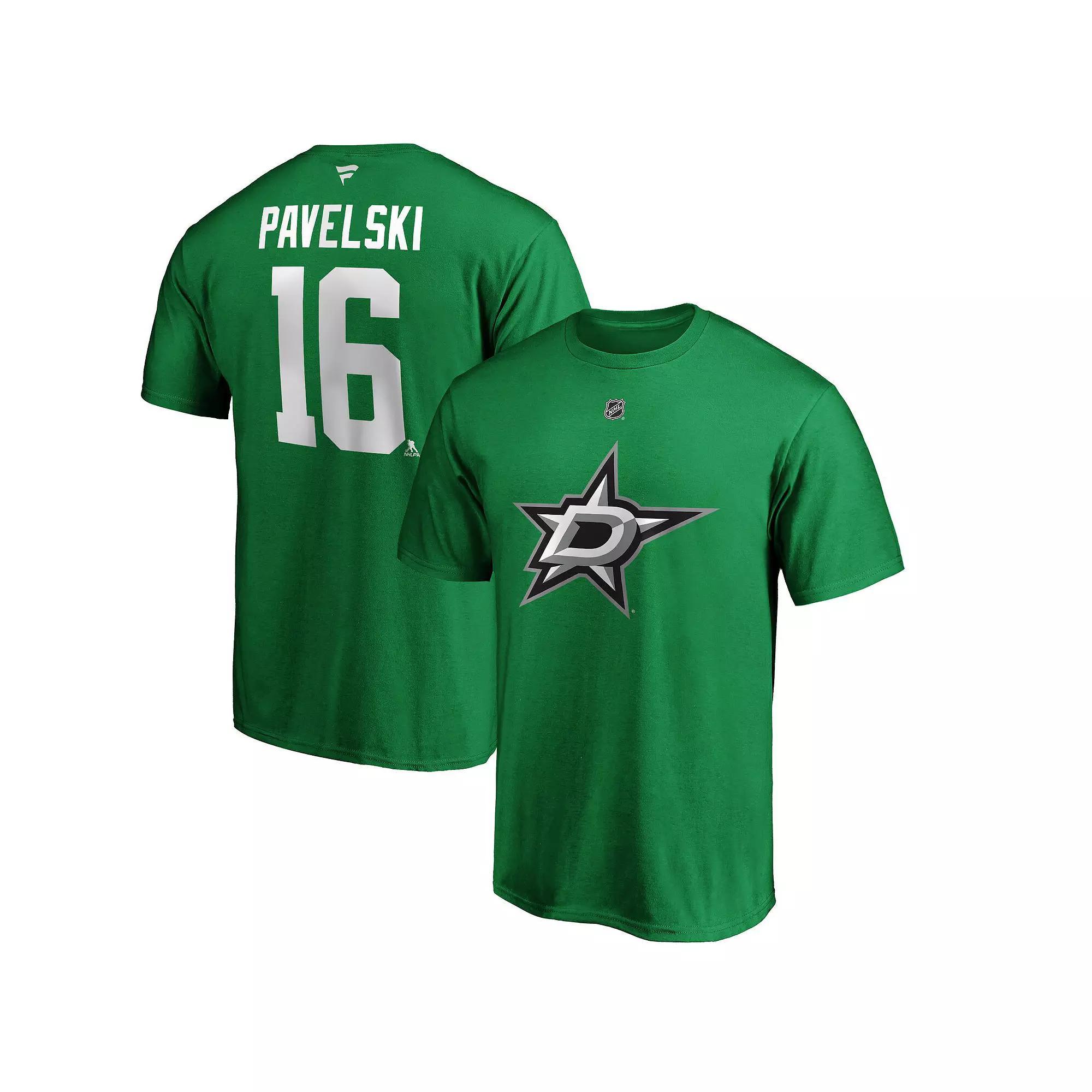 Men's Fanatics Branded Joe Pavelski Kelly Green Dallas Stars Player Authentic Stack Name & Number T-Shirt, Size: Medium, Str Green Product Image