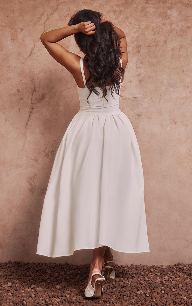 White Longline Corset Contrast Cup Detail Midaxi Dress Product Image