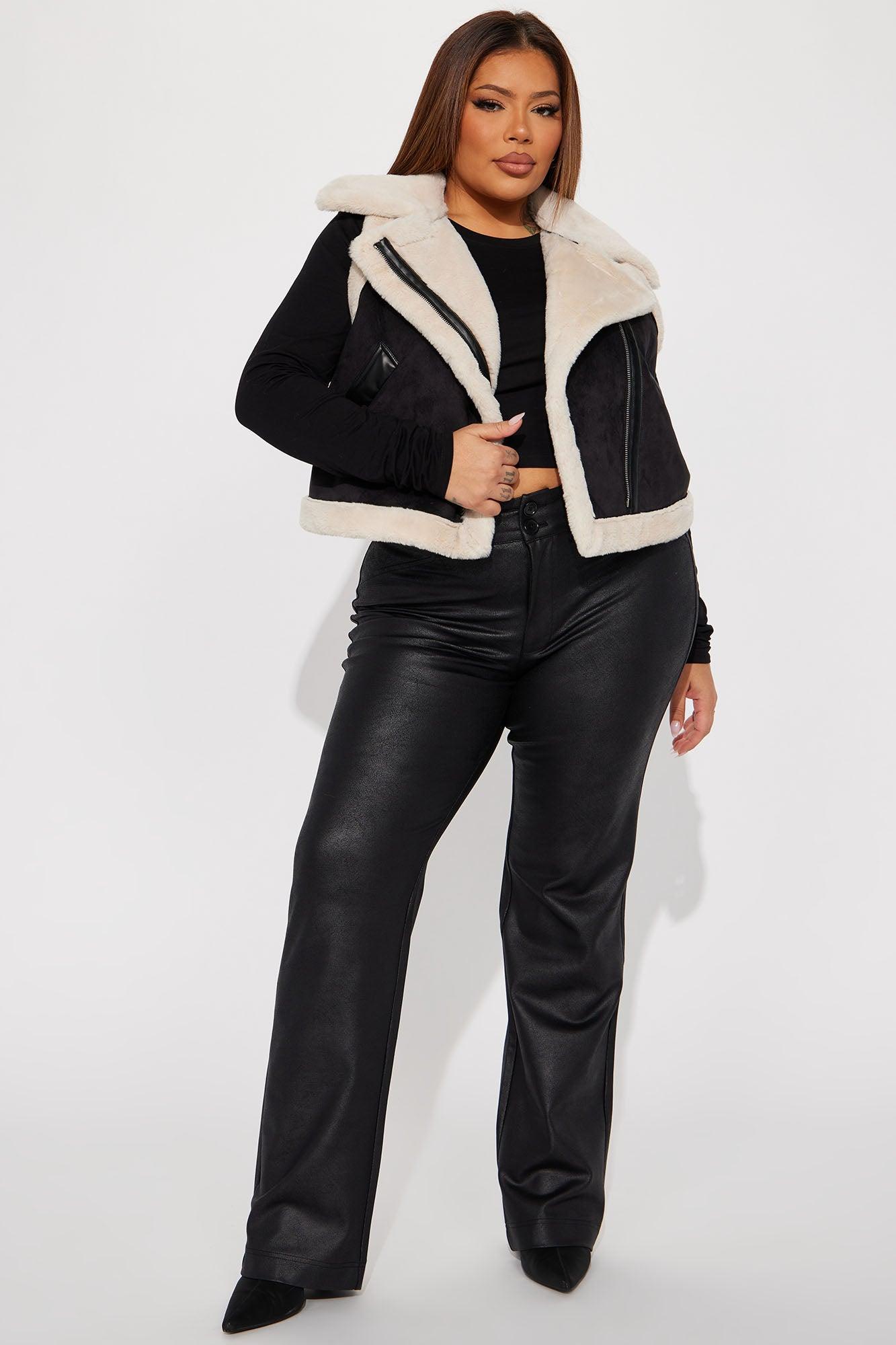 Cold Night Out Shearling Vest - Black Product Image