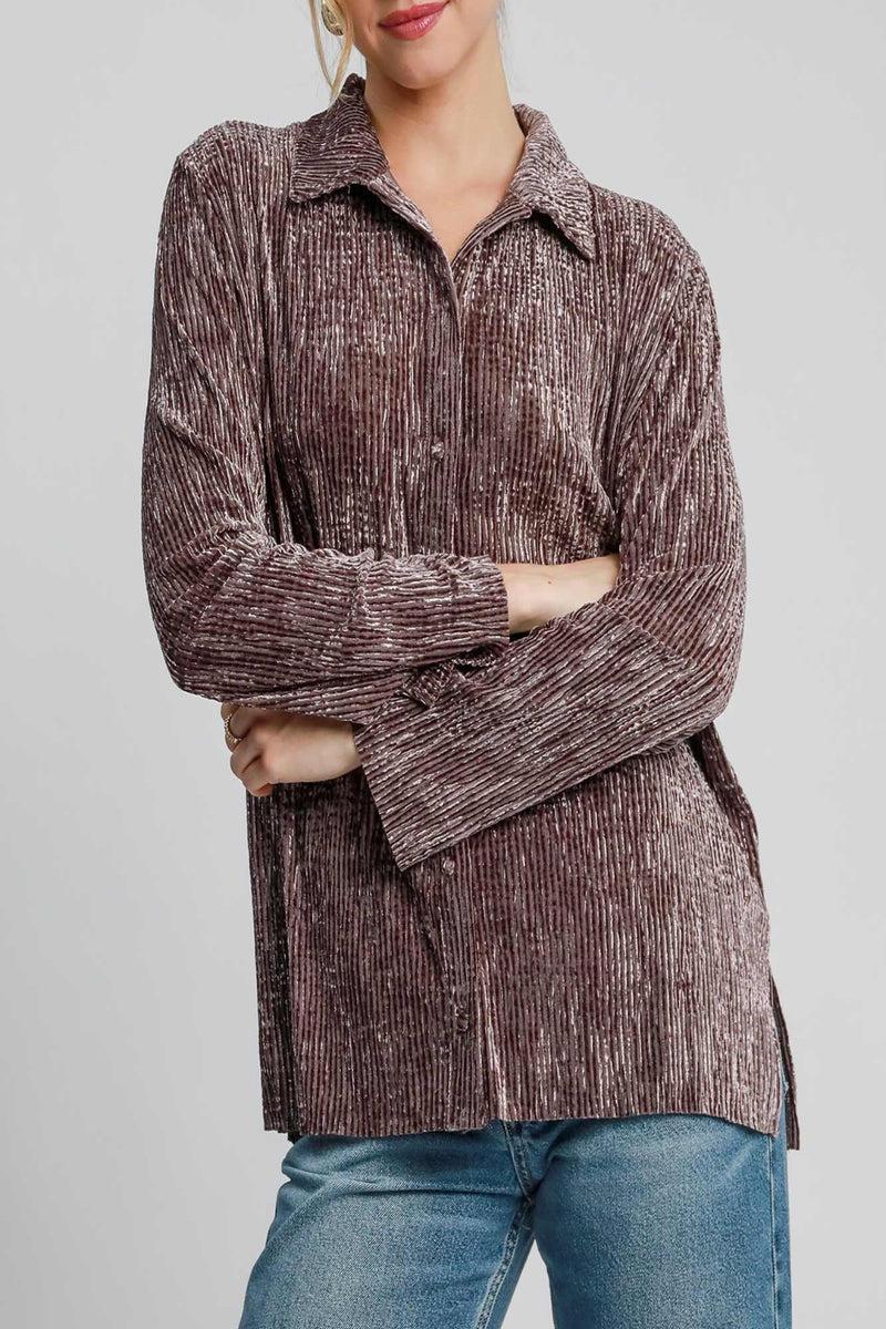 Textured Velvet Button Down Shirt Product Image