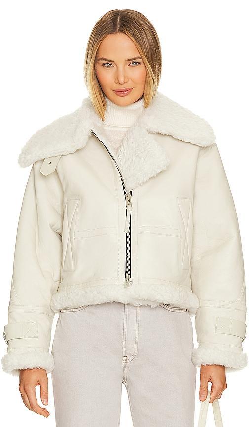 AGOLDE x Shoreditch Ski Club Lola Shearling Jacket in Cream Product Image