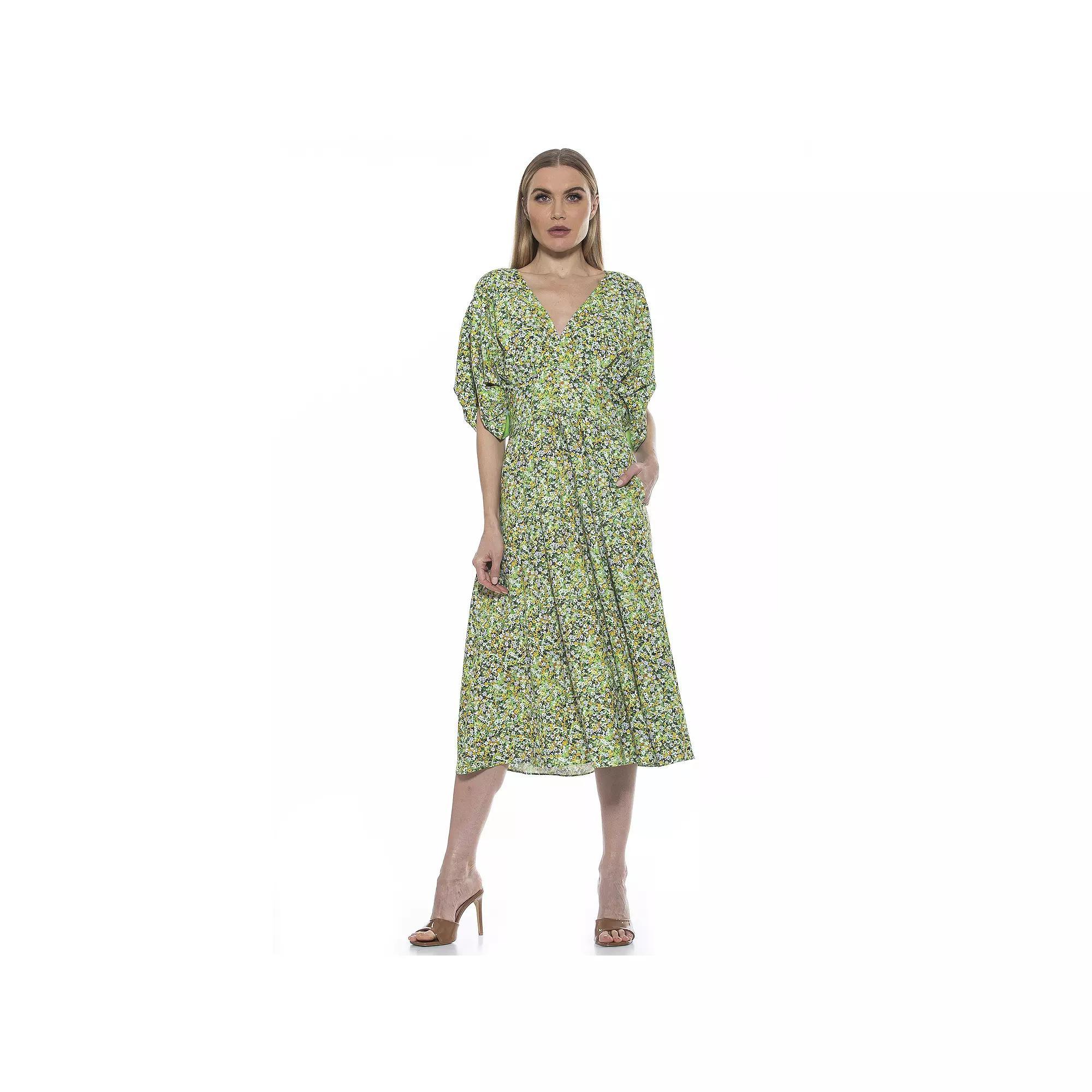 Women's ALEXIA ADMOR August Draped Fit & Flare Midi Dress, Size: 2, Sweet Pea Product Image