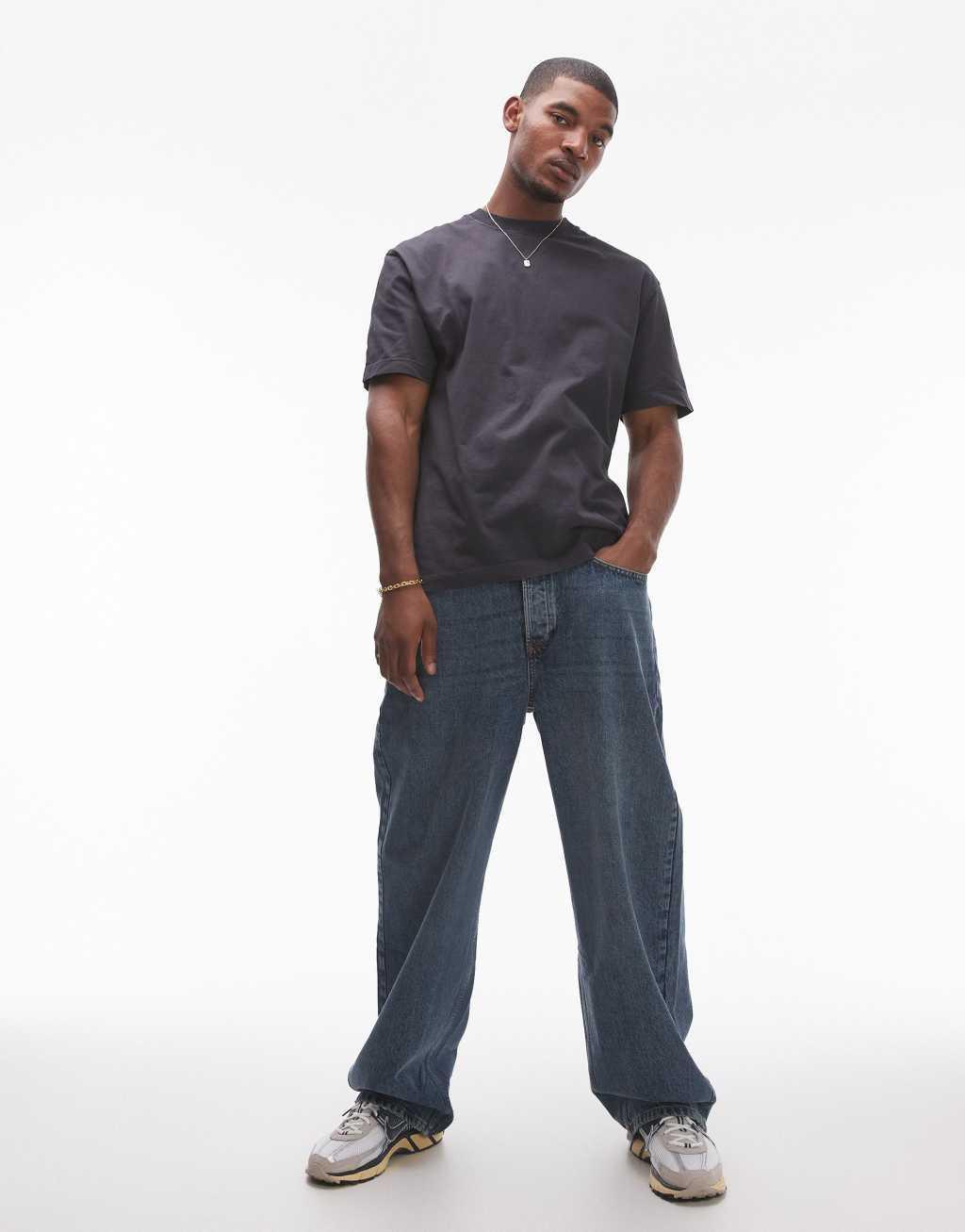 Topman oversized fit T-shirt in washed black Product Image