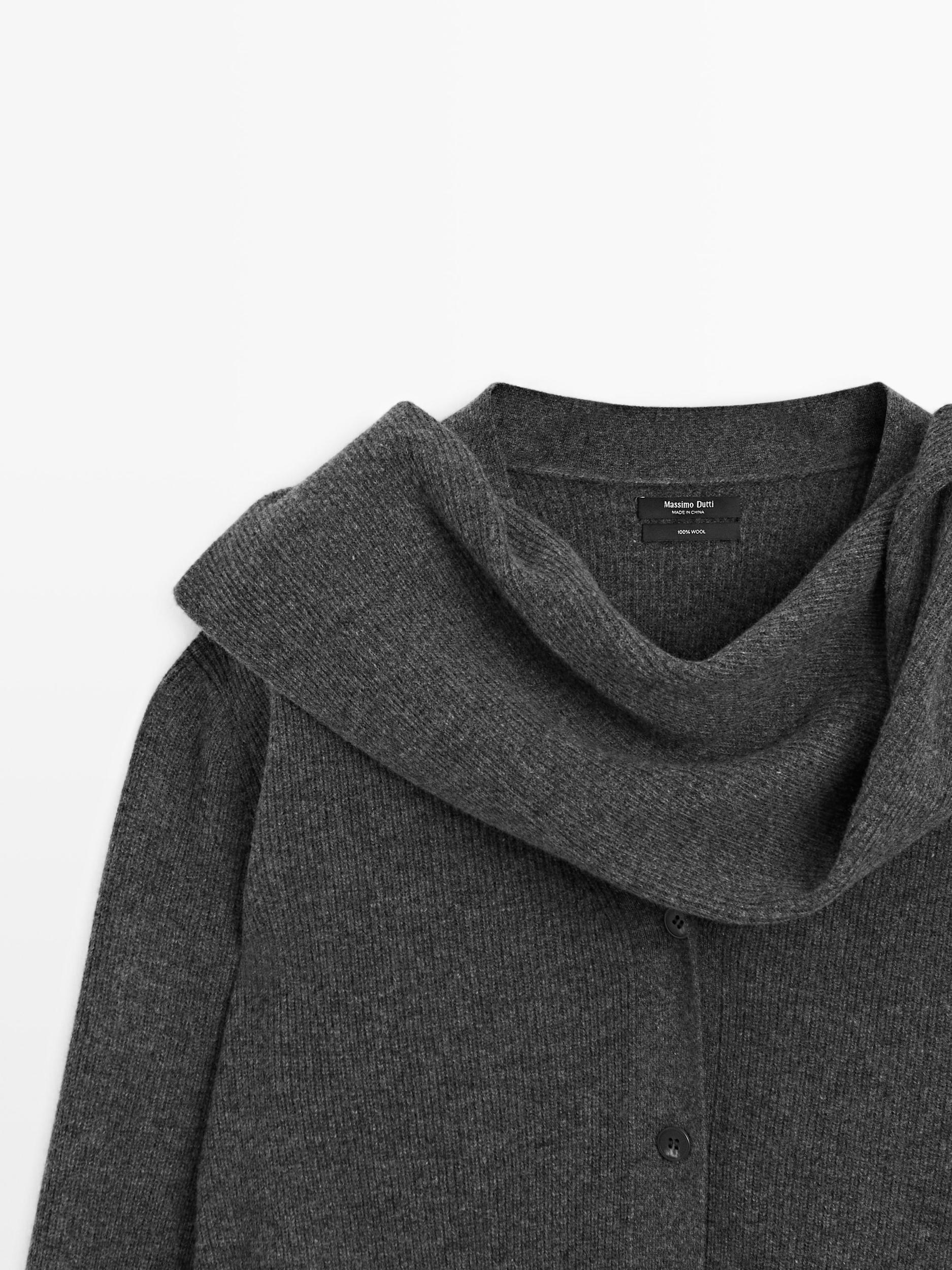 100% wool cardigan with scarf detail Product Image