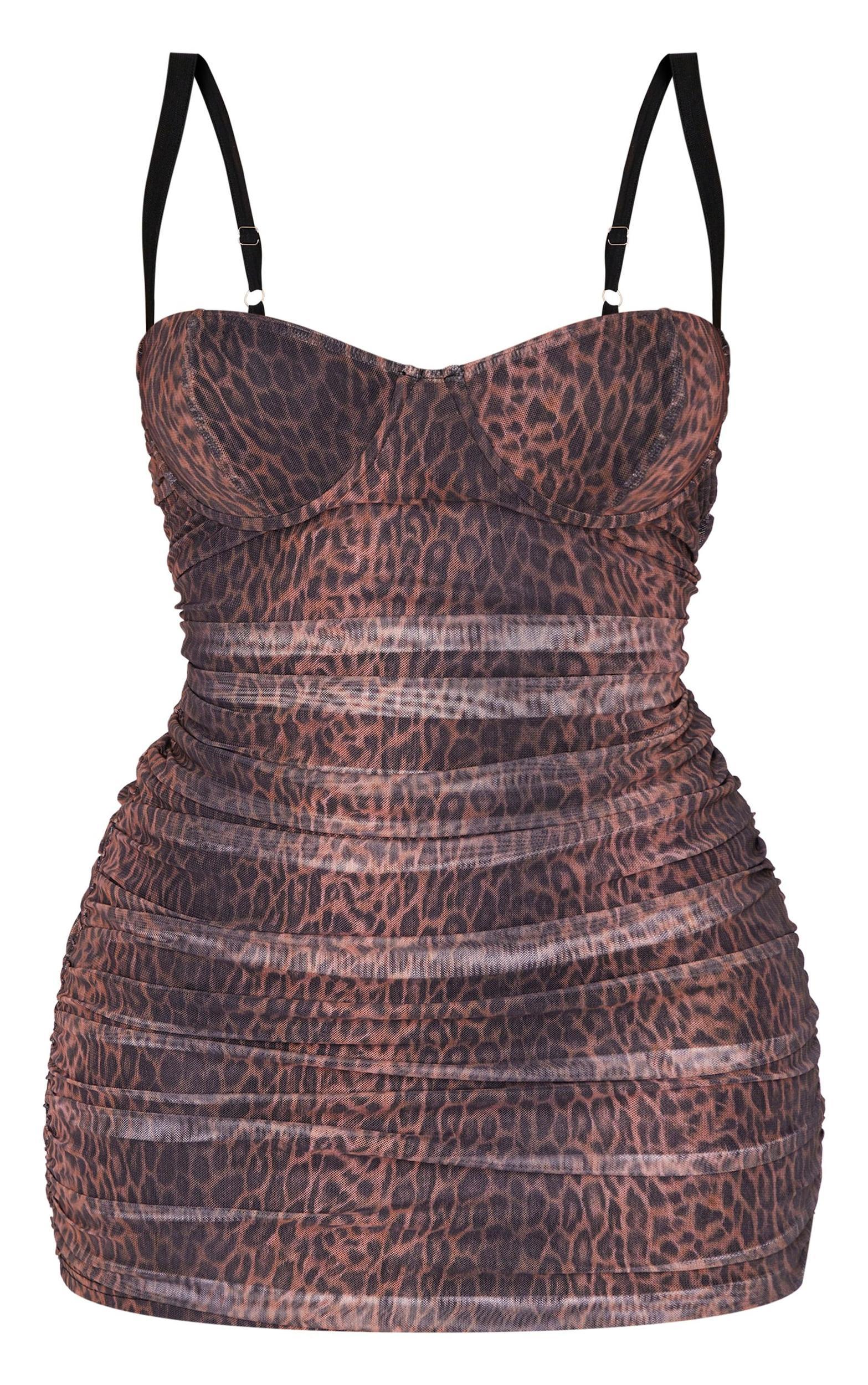 Shape Leopard Print Corset Ruched Mini Dress Product Image
