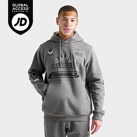 adidas Mens Originals Trefoil Essentials Moto Fleece Pullover Hoodie Product Image