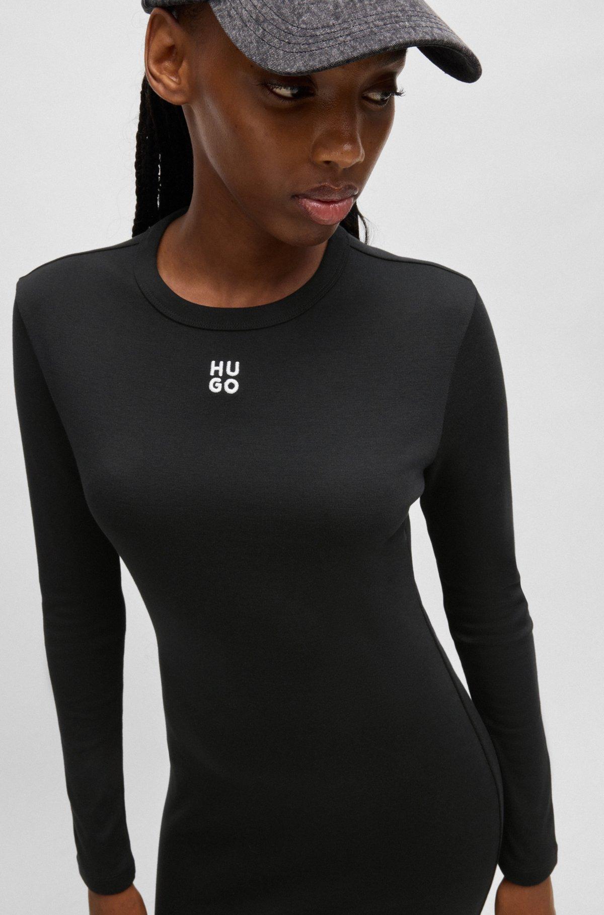 Ribbed dress in stretch fabric with stacked logo Product Image