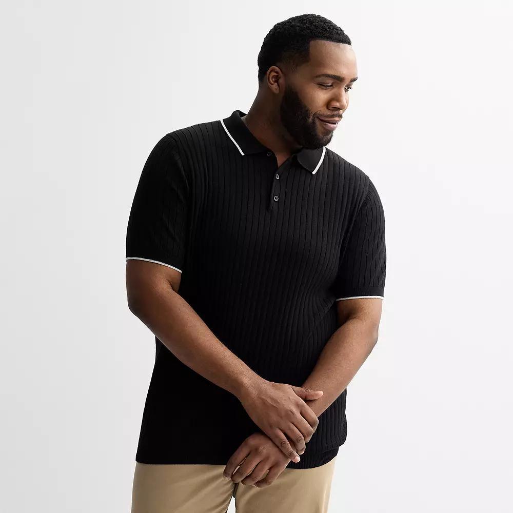 Big & Tall Sonoma Goods For Life® Tipped Sweater Polo, Men's, Size: XXL Tall, Black Product Image