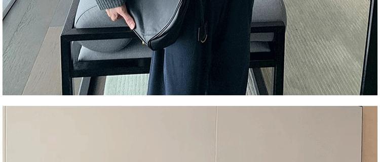 Plain Half-Buttoned Knit Hoodie Product Image