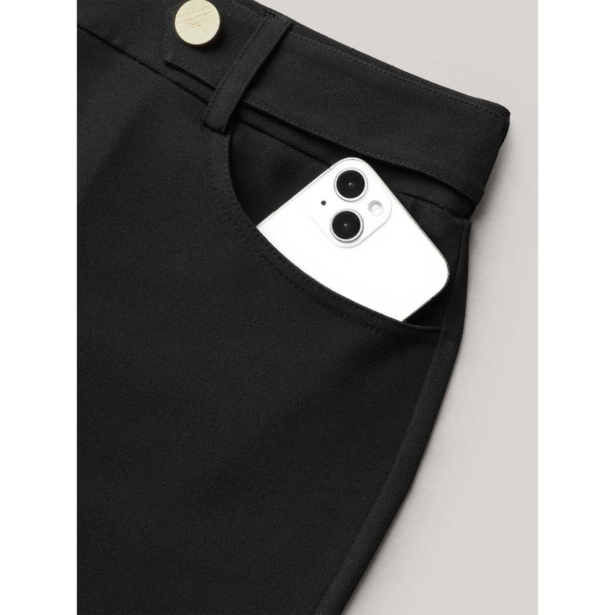 Plus Size Loop Decoration Flared Leg Pants Women Black At the Office Bootcut Mid Rise Work Pants BloomChic 10/M Product Image