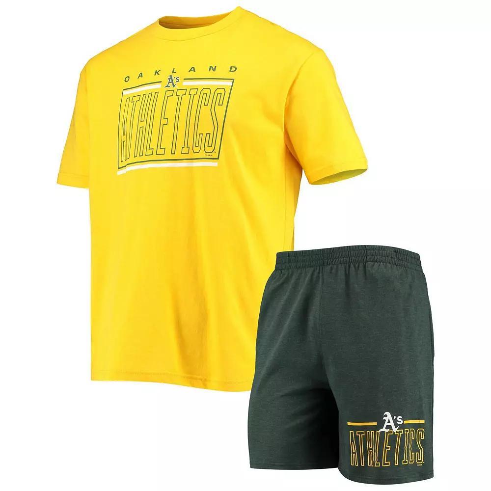 Men's Concepts Sport Green/Gold Oakland Athletics Meter T-Shirt and Shorts Sleep Set, Size: XL Product Image
