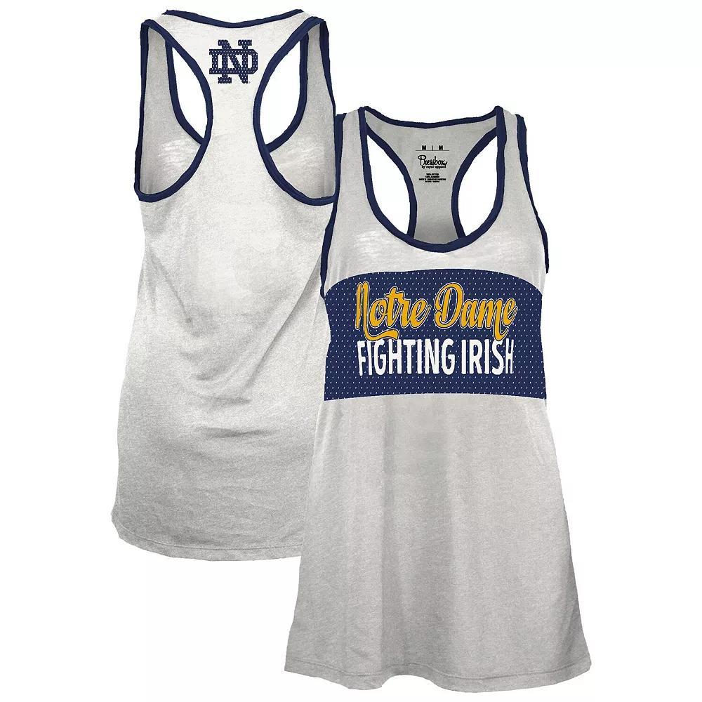 Women's Pressbox White/Navy Notre Dame Fighting Irish Tracy Racerback Tank Top, Size: Large Product Image