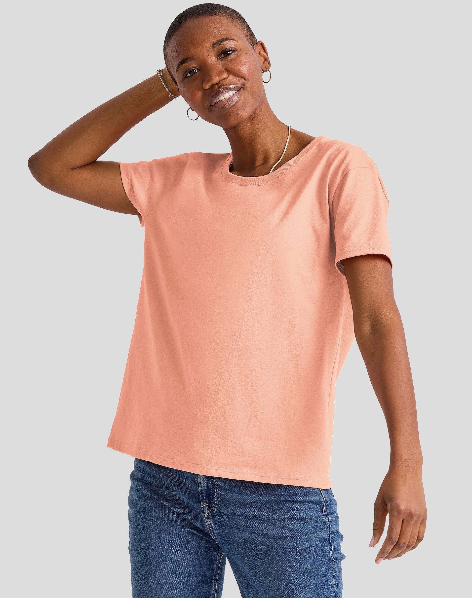 Hanes Essentials Womens Cotton T-Shirt, Oversized Fit Happy Spring Green M Product Image