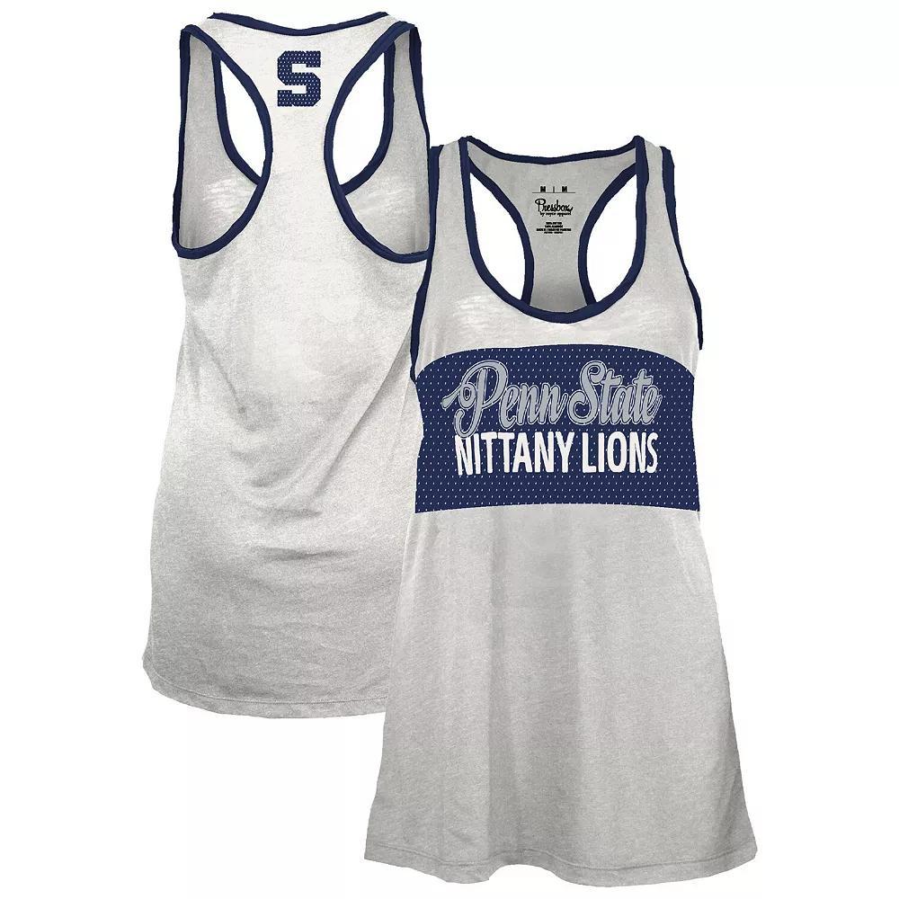 Women's Pressbox White/Navy Penn State Nittany Lions Tracy Racerback Tank Top, Size: Large Product Image