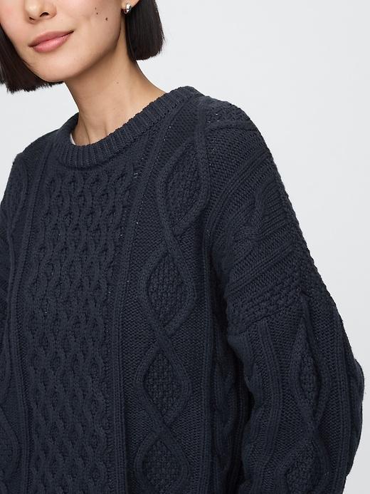 Oversized Mixed Cable-Knit Sweater Product Image