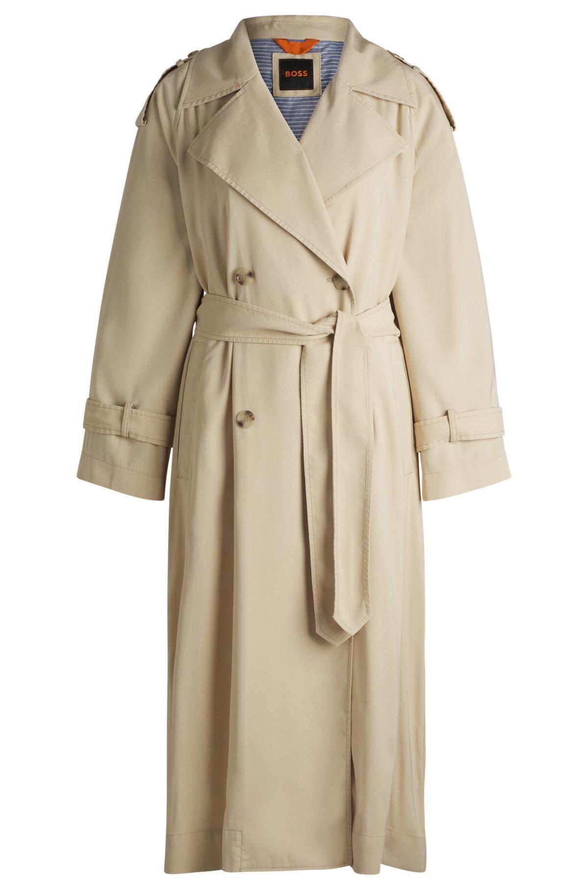 BOSS - Loose-fit trench coat with belt - Light Beige Product Image