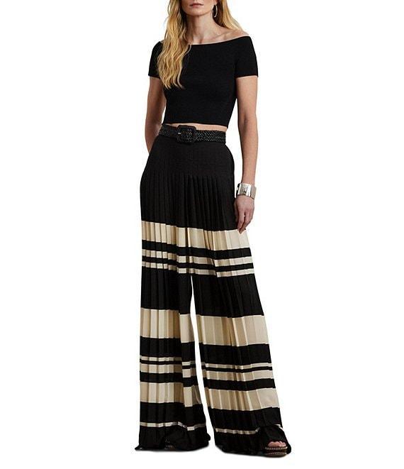 Lauren Ralph Lauren Knit Off-The-Shoulder Short Sleeve Cropped Sweater Product Image