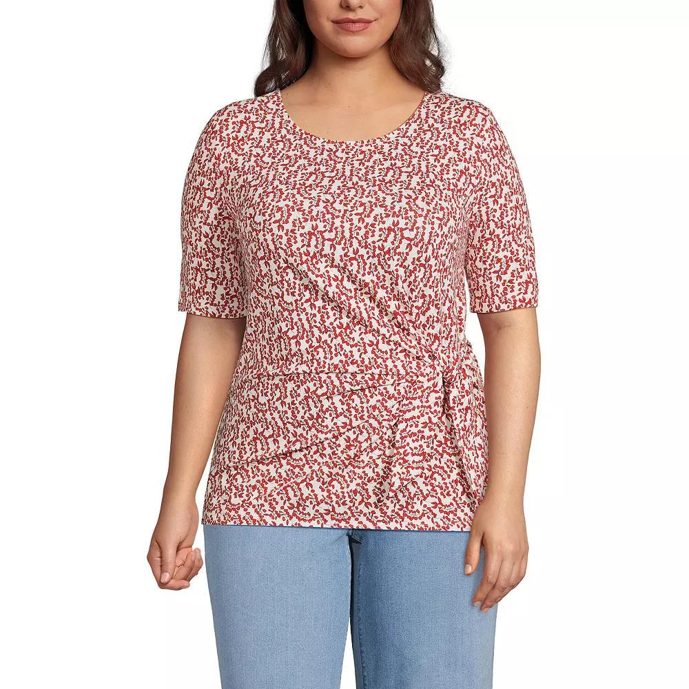 Women's Plus Size Lands' End Lightweight Jersey Tie Front Top, Size: 3XL, Black Product Image