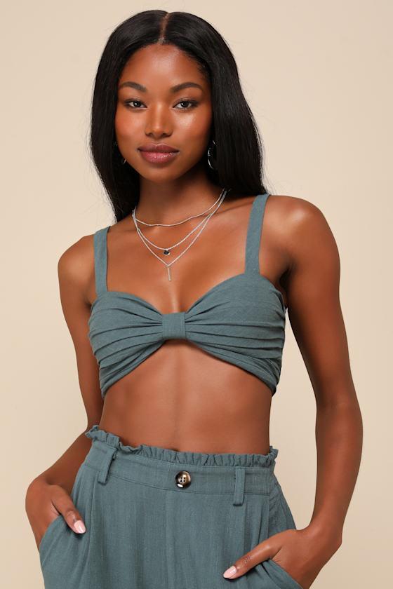 Favorite Vacation Teal Green Linen Two-Piece Trouser Jumpsuit Product Image