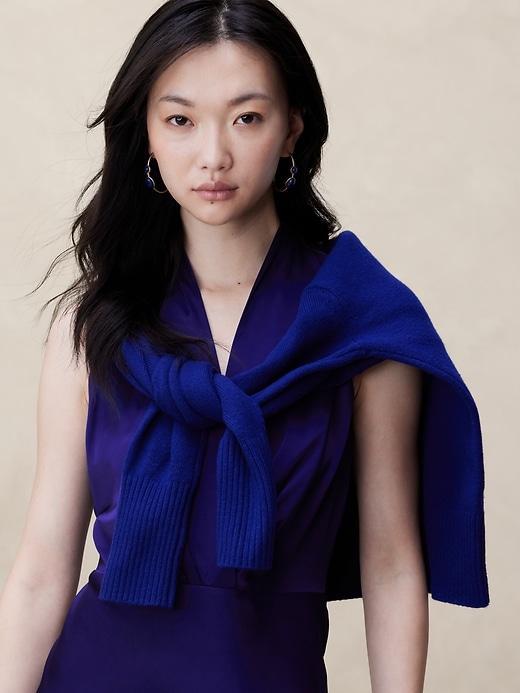 Satin V-Neck Knee-Length Dress Product Image