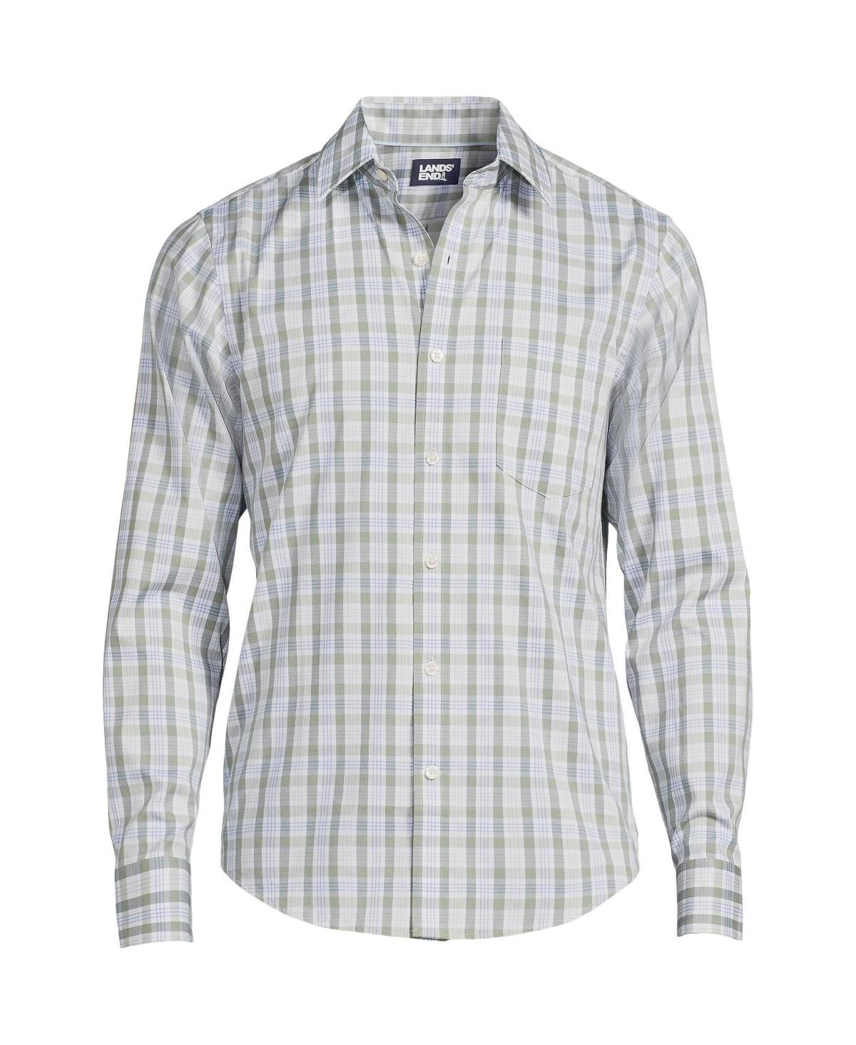 Men's Lands' End Traditional Fit Travel Button-Down Shirt, Size: XXL, Blue Fine Stripe Product Image