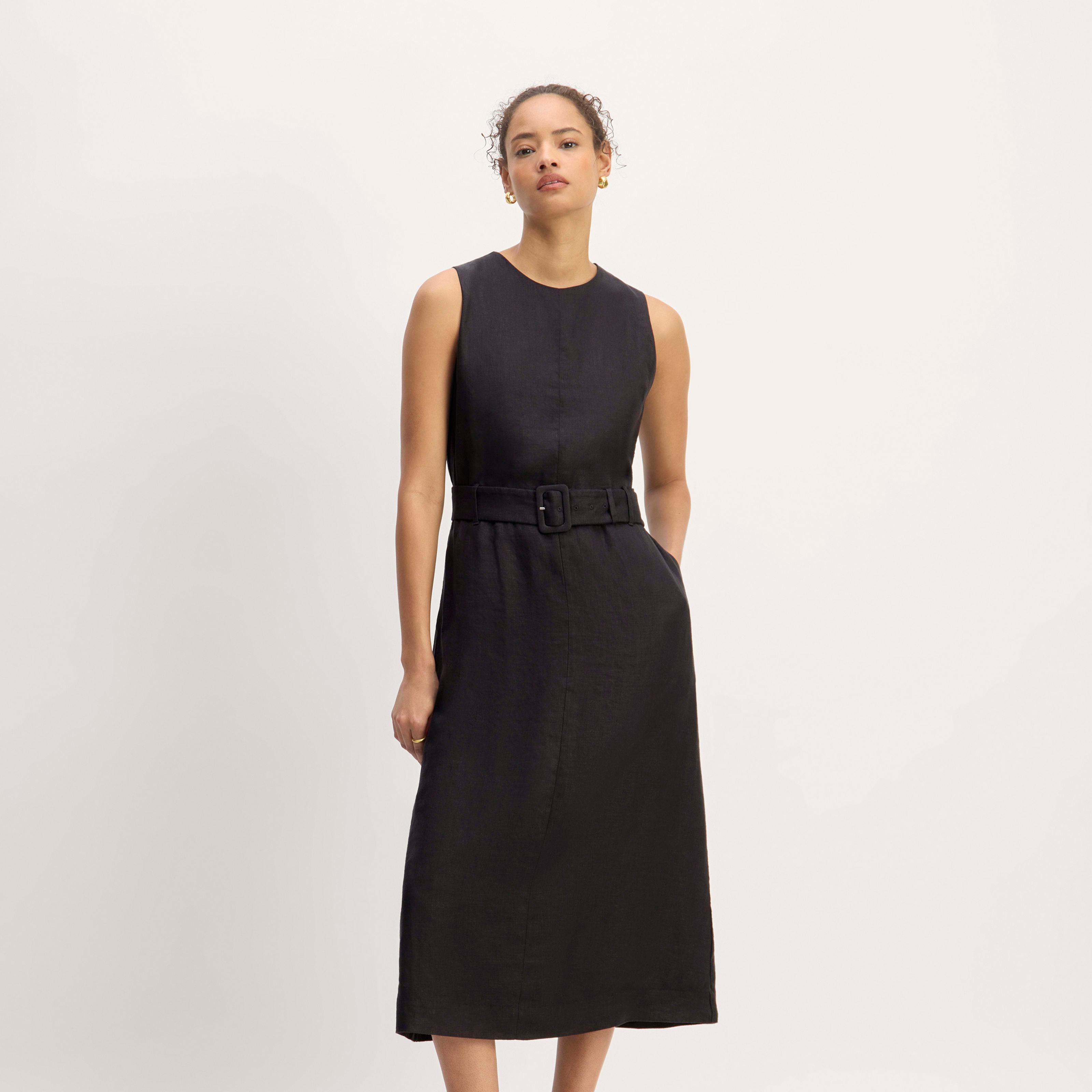 The Linen Belted Midi Dress Product Image