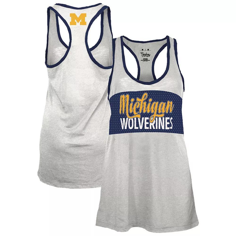 Women's Pressbox White/Navy Michigan Wolverines Tracy Racerback Tank Top, Size: Small Product Image
