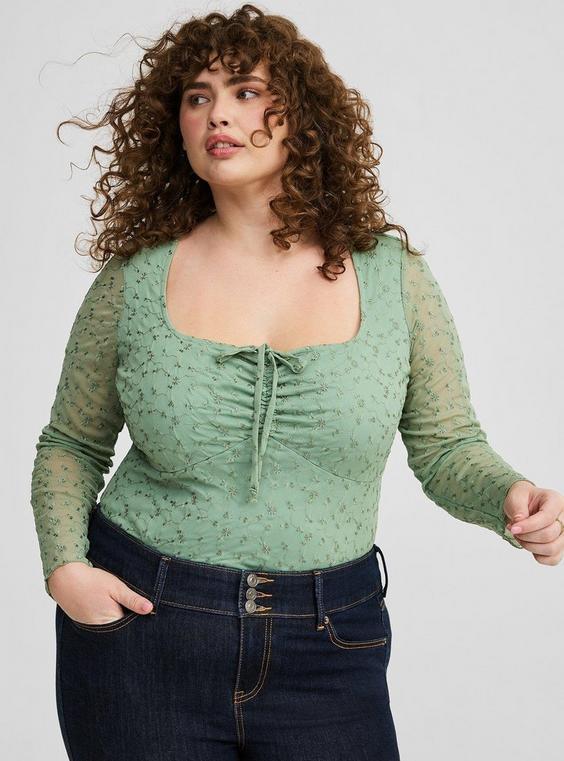 Mesh Tie Front Top Product Image