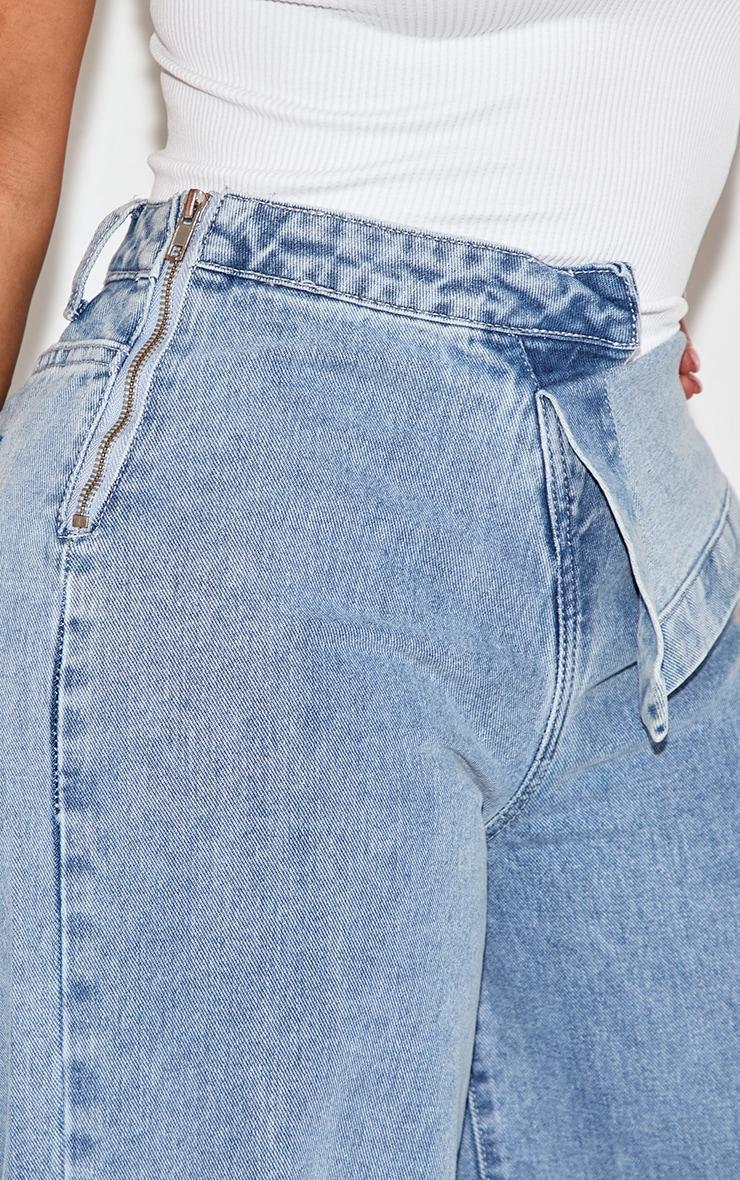 Shape Light Blue Wash Foldover Waist Wide Leg Jeans Product Image