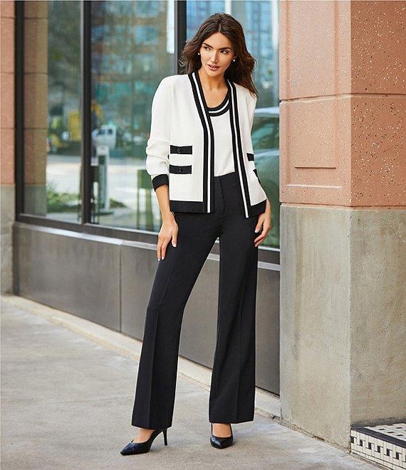 KARL LAGERFELD PARIS High Waisted Full Length Sailor Button Pocket Pant Product Image