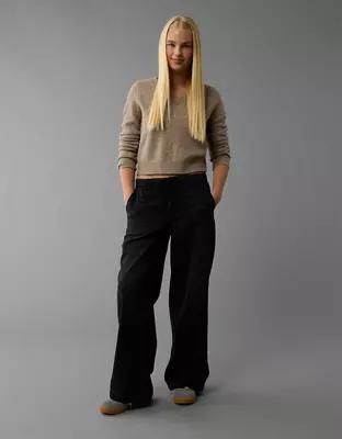 AE Dreamy Drape Cozy Low-Rise Baggy Wide-Leg Jean Product Image
