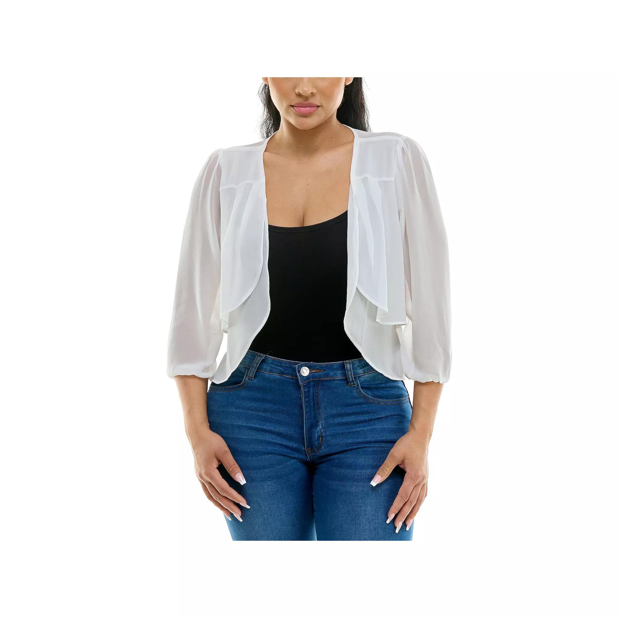 Women's Nina Leonard Chiffon Pleated Bolero, Size: XL, Black Product Image