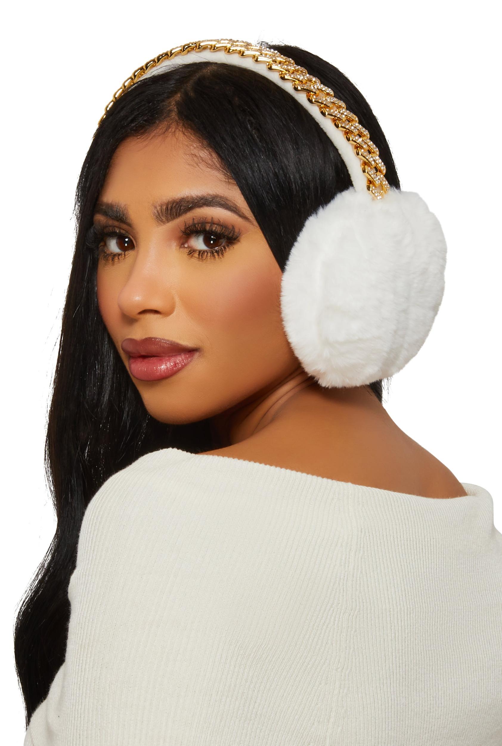 Rhinestone Chain Link Earmuffs Female Product Image