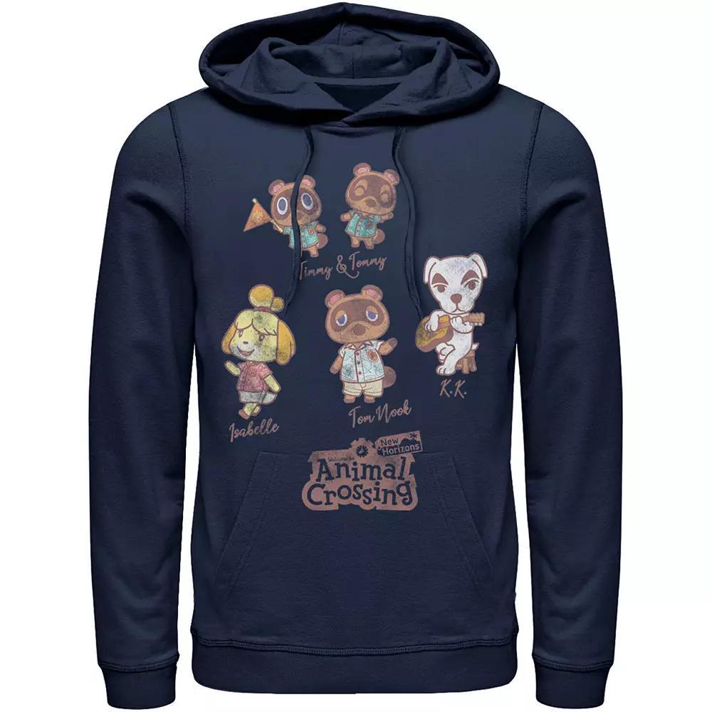 Men's Nintendo Character Textbook Group Shot Text Hoodie, Size: Large, Blue Product Image