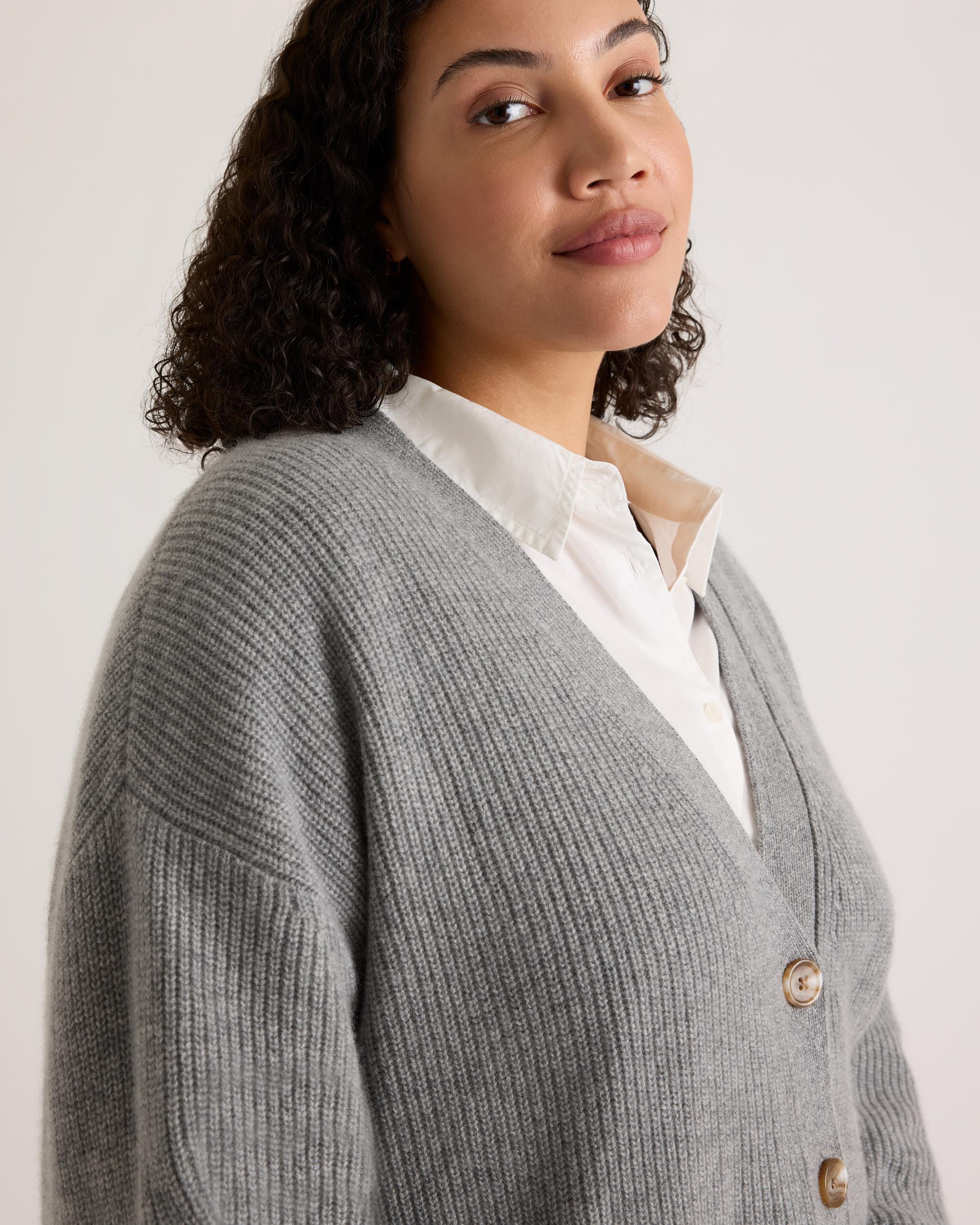 Quince | Women's Mongolian Cashmere Fisherman Boxy Cropped Cardigan Sweater Size XS Product Image